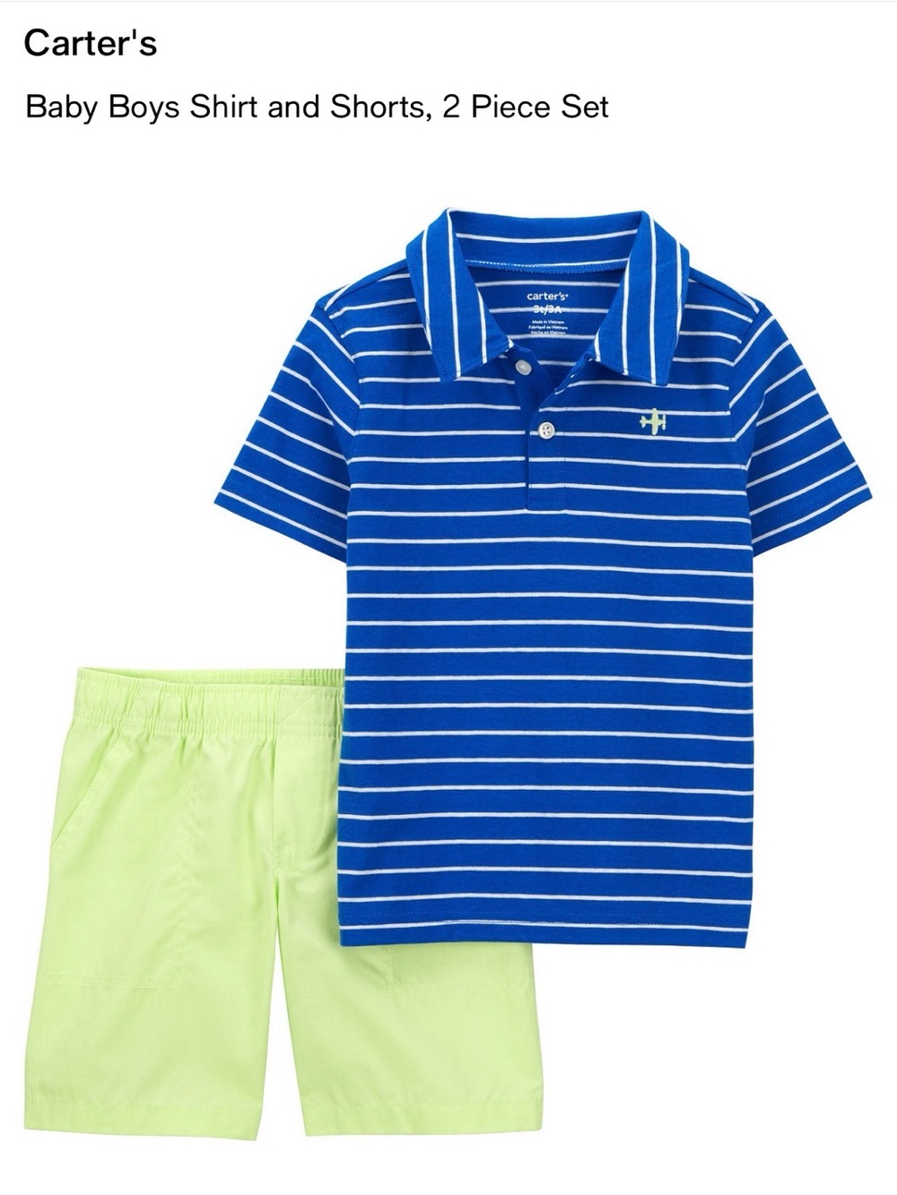 Carter's Baby Boys Shirt and Shorts, 2 Piece Set